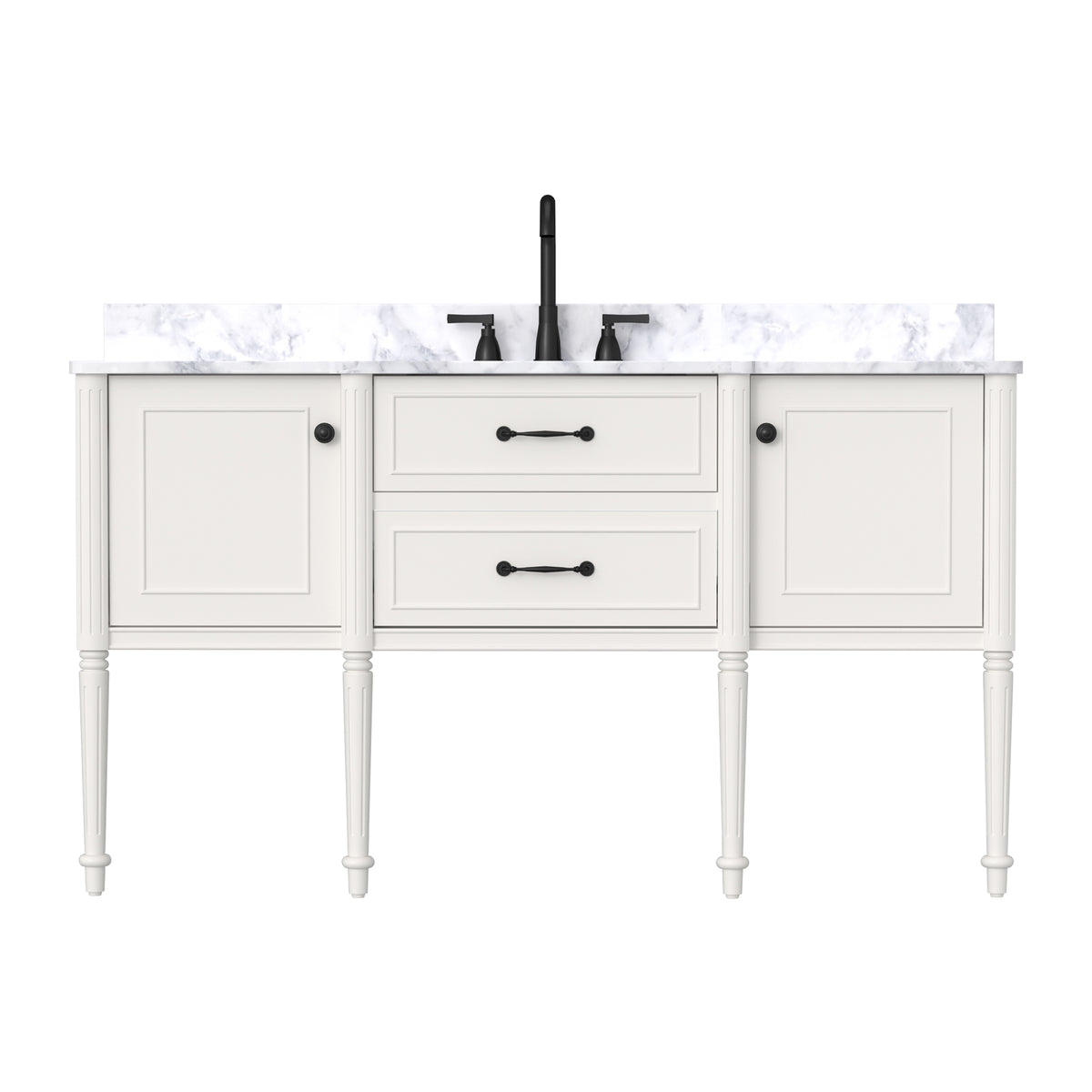 Modish 60" Wall Mounted Single Vanity Cabinets Cabinets with Solid Wood Legs