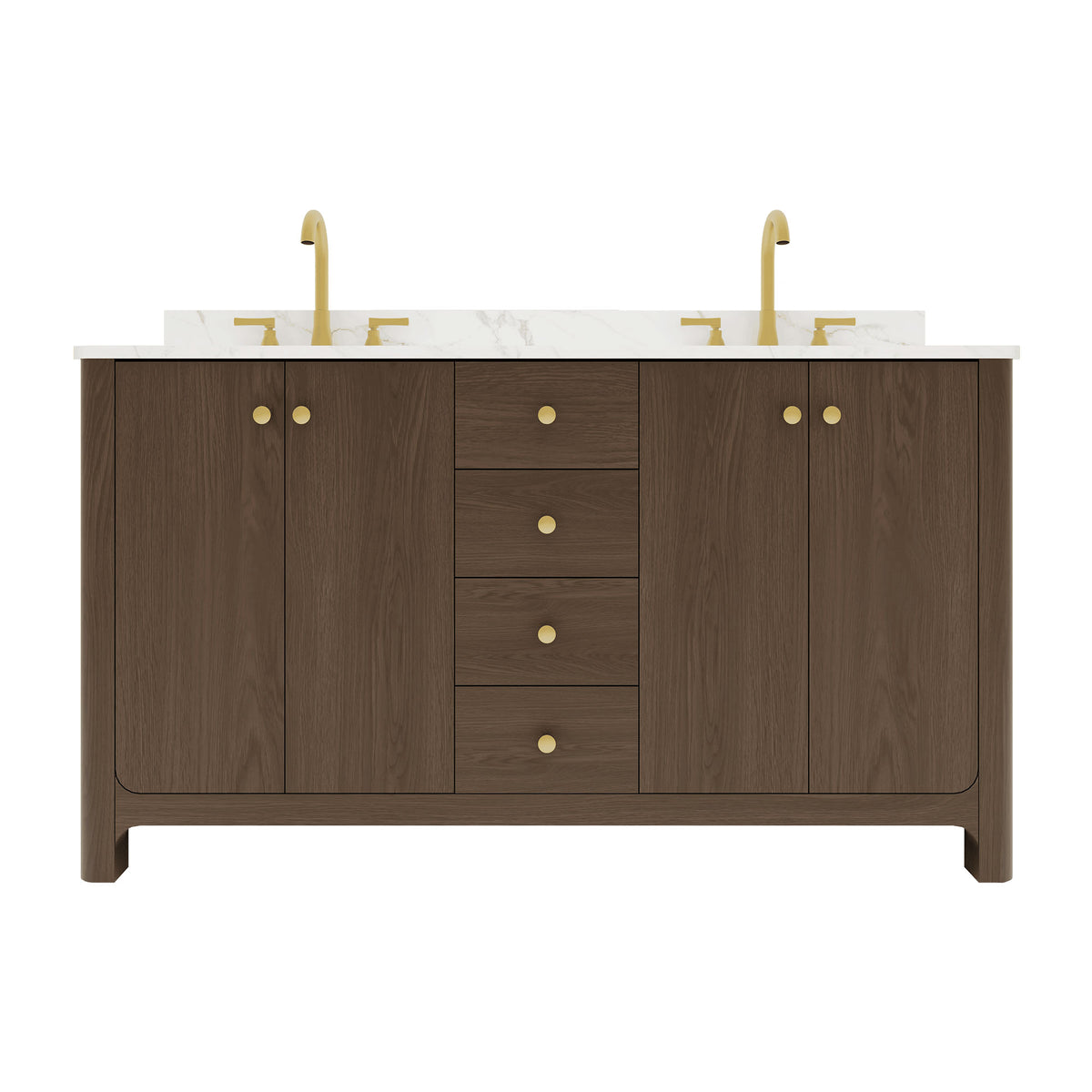 Canyon 60" Freestanding Double Vanity Cabinets with Curved Design
