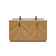 Zoom 60" Freestanding Double Vanity Cabinets with Chevron Pattern