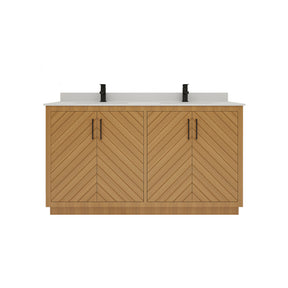 Zoom 60" Freestanding Double Vanity Cabinets with Chevron Pattern