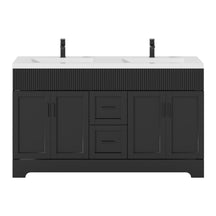 Waterfall  60" Freestanding Double Vanity Cabinets with Decoration Lines