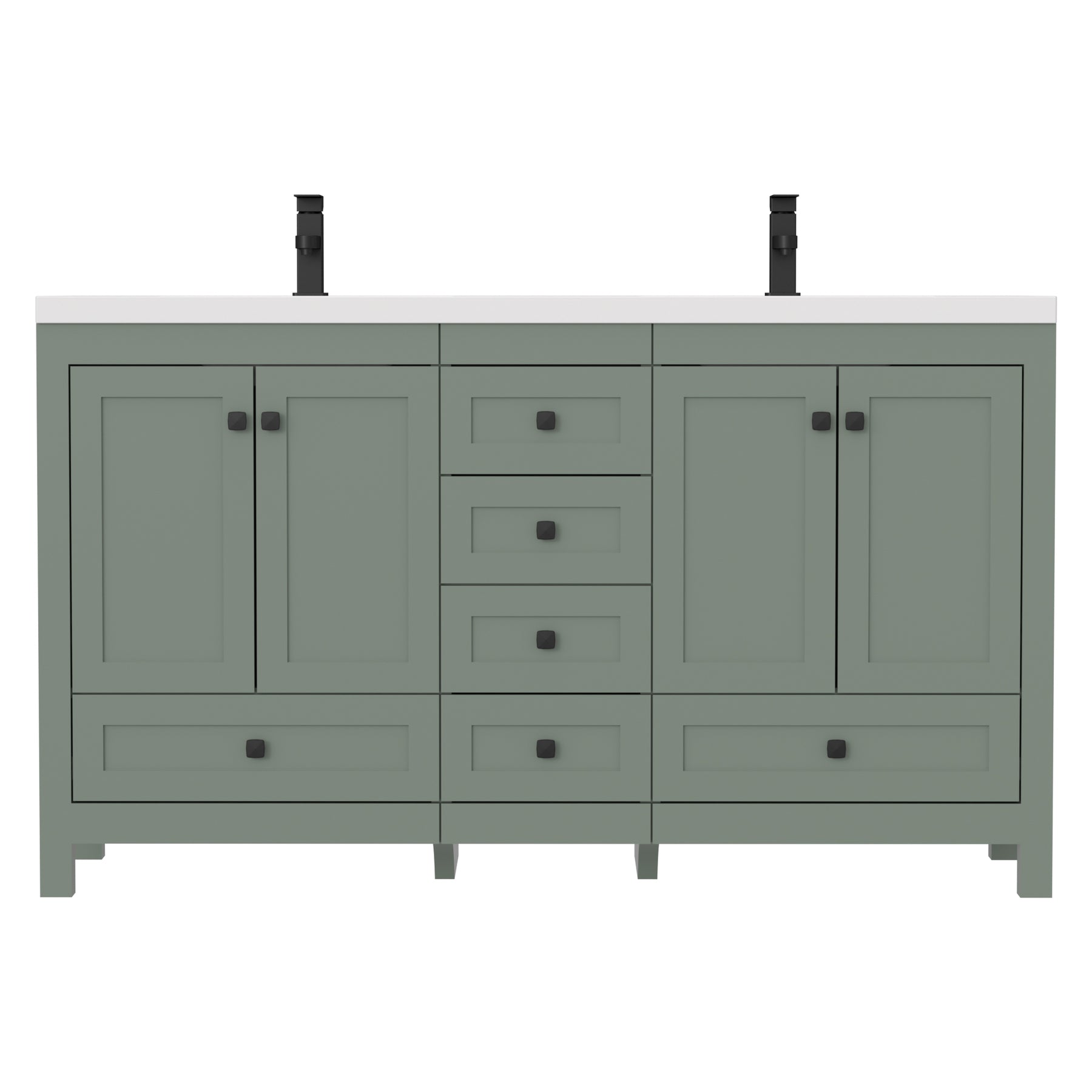 Modern 60" Freestanding Double Vanity Cabinets with Classic Design