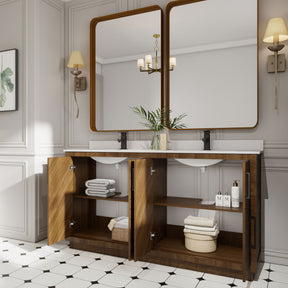 Zoom 60" Freestanding Double Vanity Cabinets with Chevron Pattern