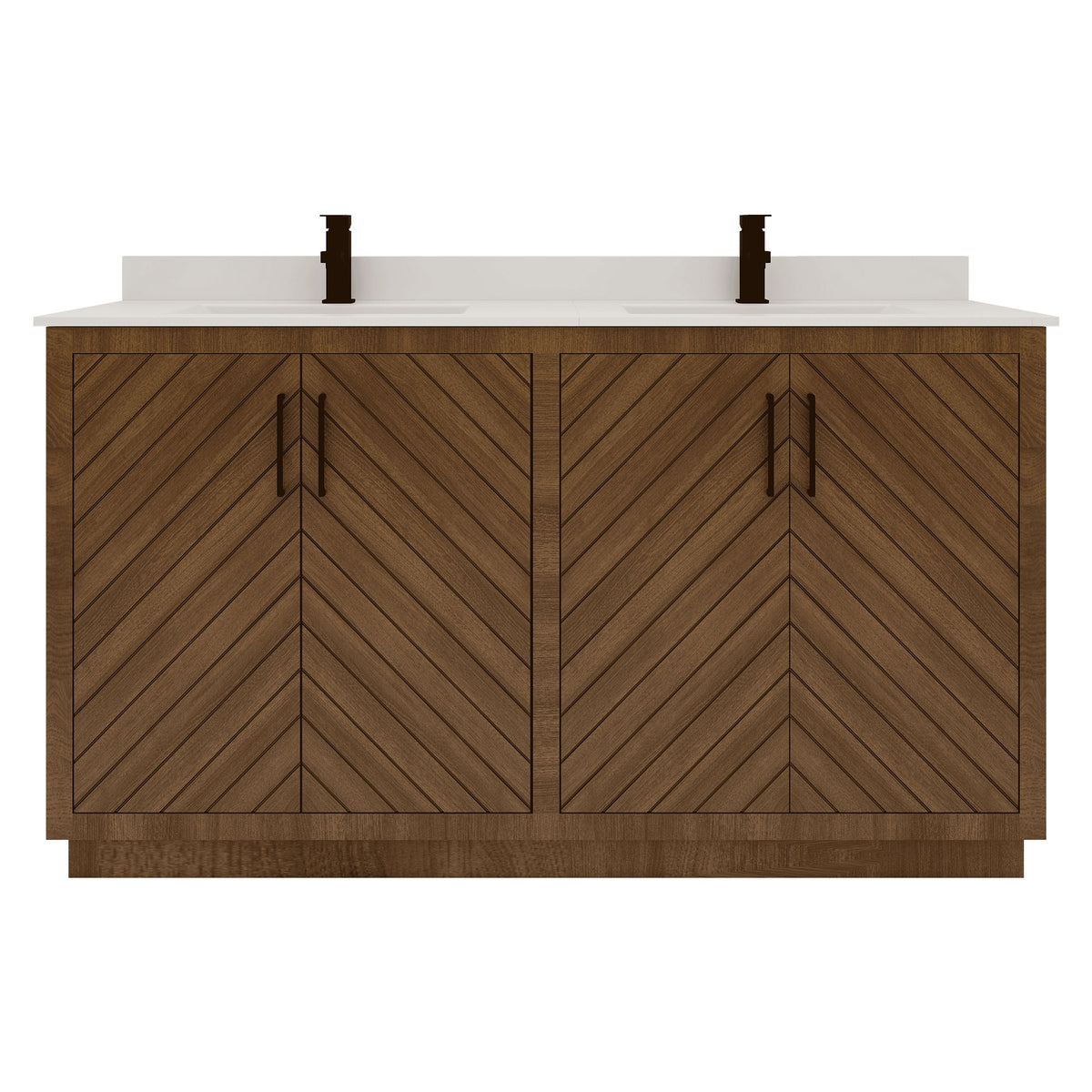 Zoom 60" Freestanding Double Vanity Cabinets with Chevron Pattern