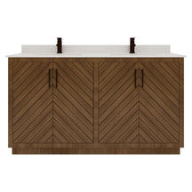 Zoom 60" Freestanding Double Vanity Cabinets with Chevron Pattern