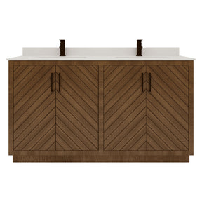 Zoom 60" Freestanding Double Vanity Cabinets with Chevron Pattern