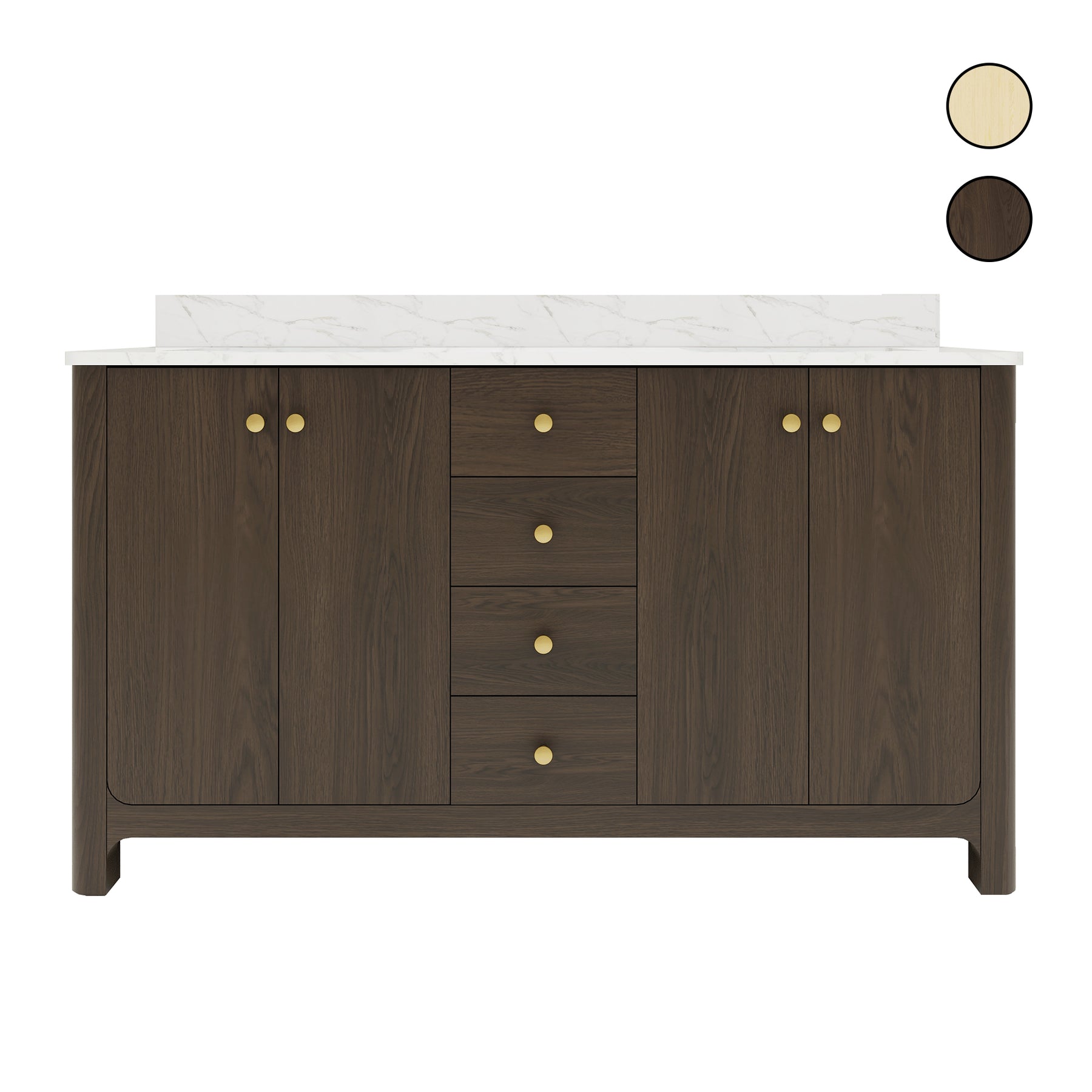 Canyon 60" Freestanding Double Vanity Cabinet with Curved Design