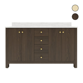 Canyon 60" Freestanding Double Vanity Cabinet with Curved Design