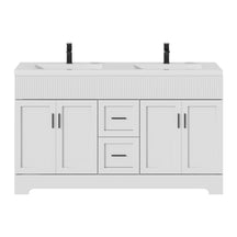 Waterfall  60" Freestanding Double Vanity Cabinets with Decoration Lines