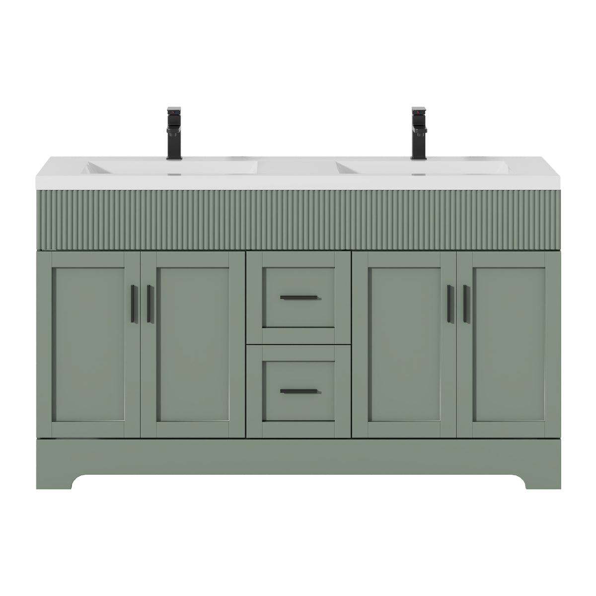 Waterfall  60" Freestanding Double Vanity Cabinets with Decoration Lines