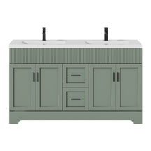 Waterfall  60" Freestanding Double Vanity Cabinets with Decoration Lines