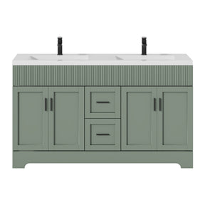 Waterfall  60" Freestanding Double Vanity Cabinets with Decoration Lines