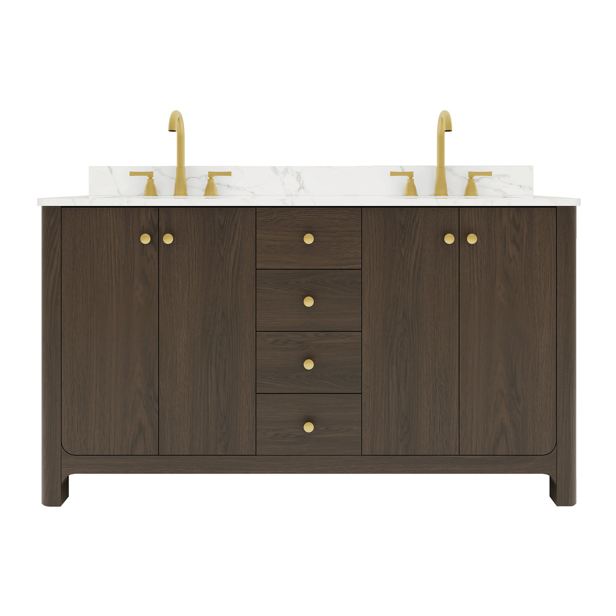 Canyon 60" Freestanding Double Vanity Cabinets with Curved Design