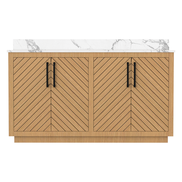 Zoom 60" Freestanding Double Vanity Cabinets with Chevron Pattern