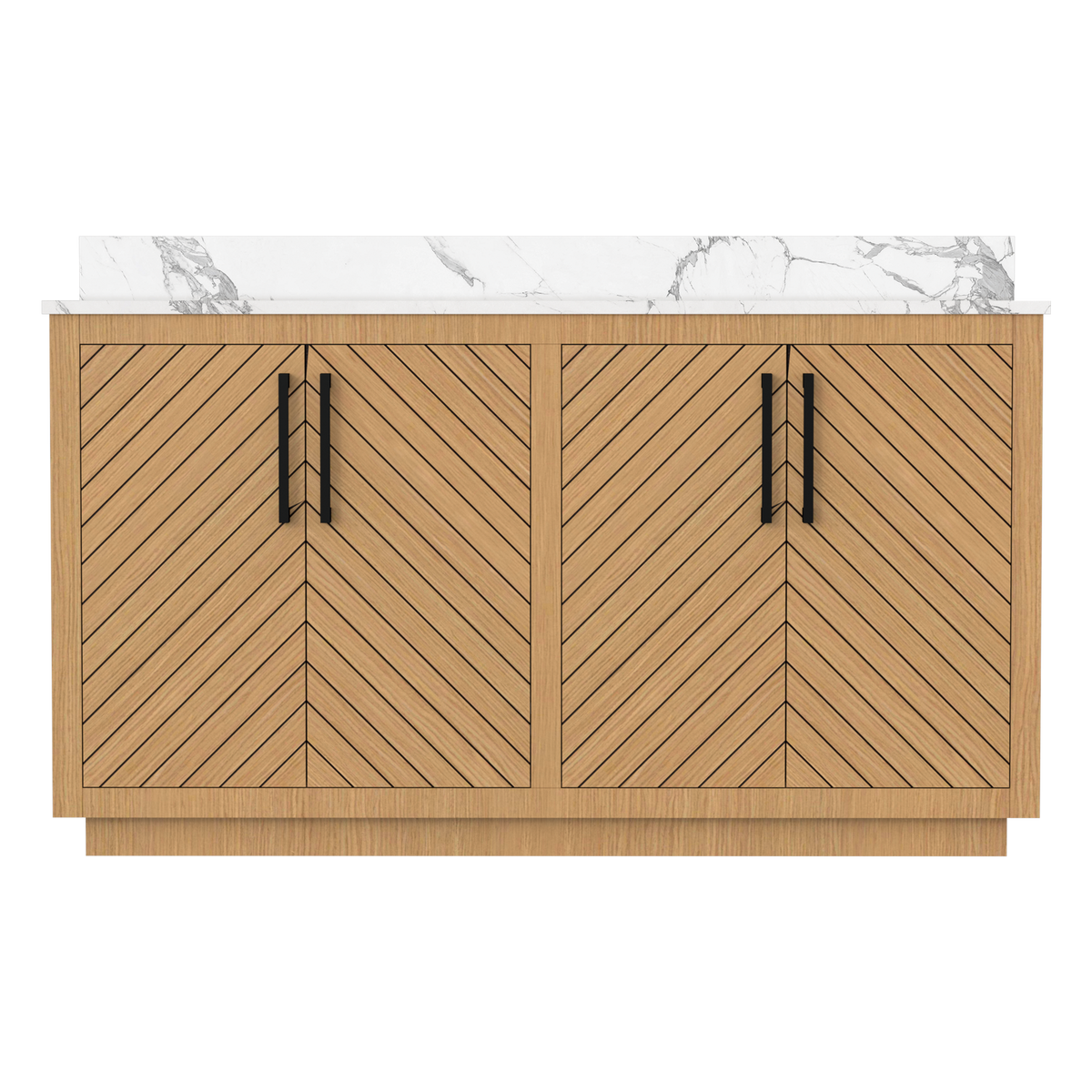 Zoom 60" Freestanding Double Vanity Cabinets with Chevron Pattern