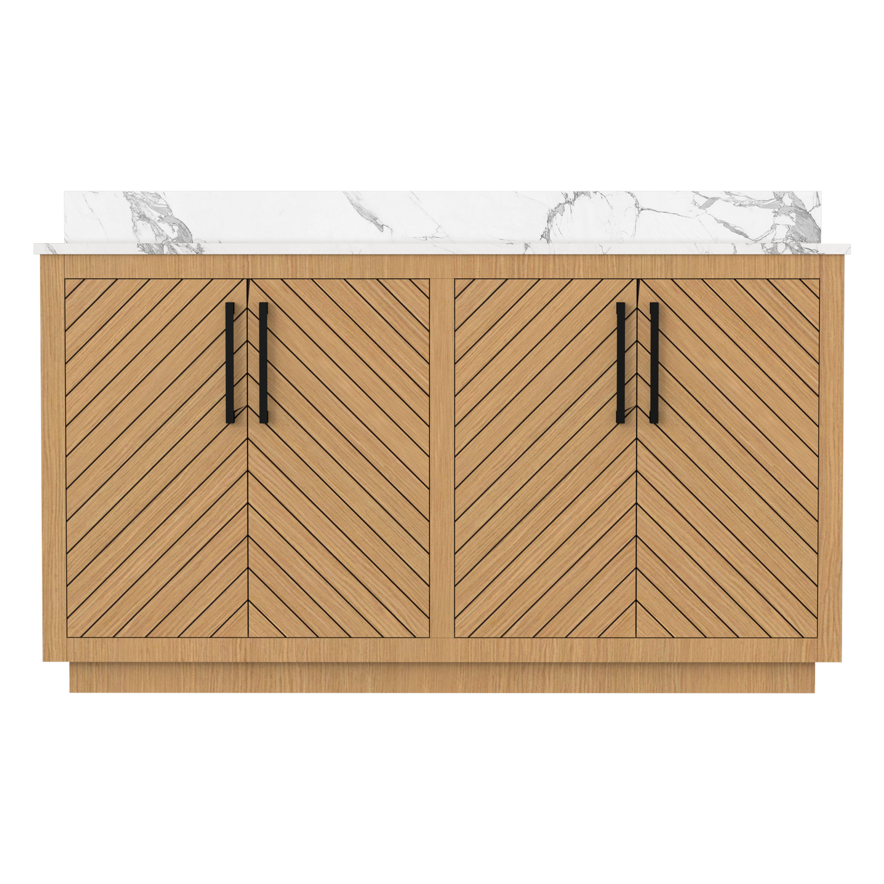 Zoom 60" Freestanding Double Vanity Cabinets with Chevron Pattern