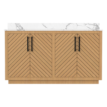 Zoom 60" Freestanding Double Vanity Cabinets with Chevron Pattern