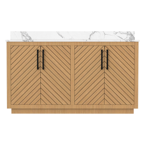 Zoom 60" Freestanding Double Vanity Cabinets with Chevron Pattern