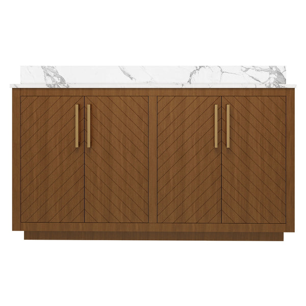 Zoom 60" Freestanding Double Vanity Cabinets with Chevron Pattern