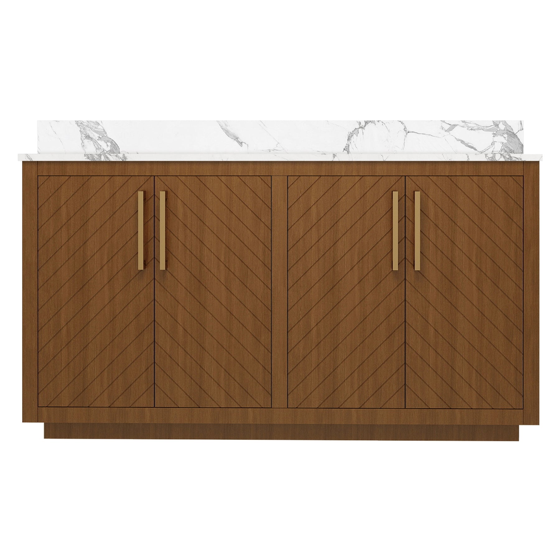 Zoom 60" Freestanding Double Vanity Cabinets with Chevron Pattern