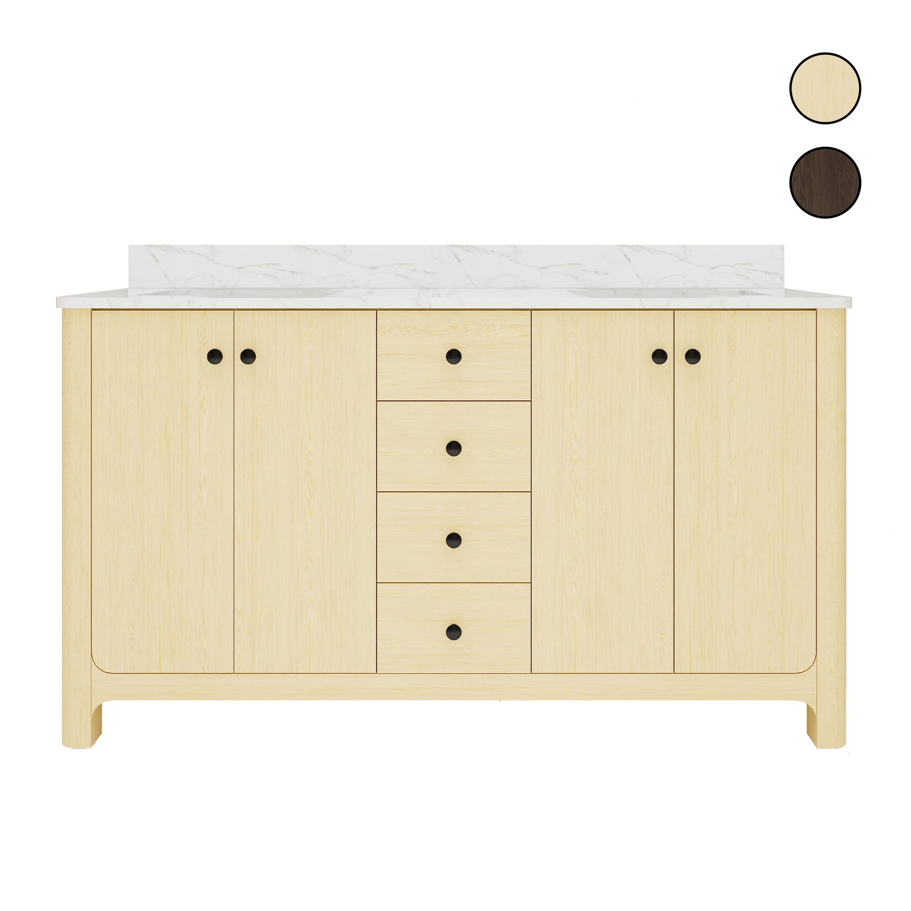 Canyon 60" Freestanding Double Vanity Cabinet with Curved Design