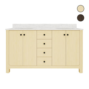 Canyon 60" Freestanding Double Vanity Cabinet with Curved Design