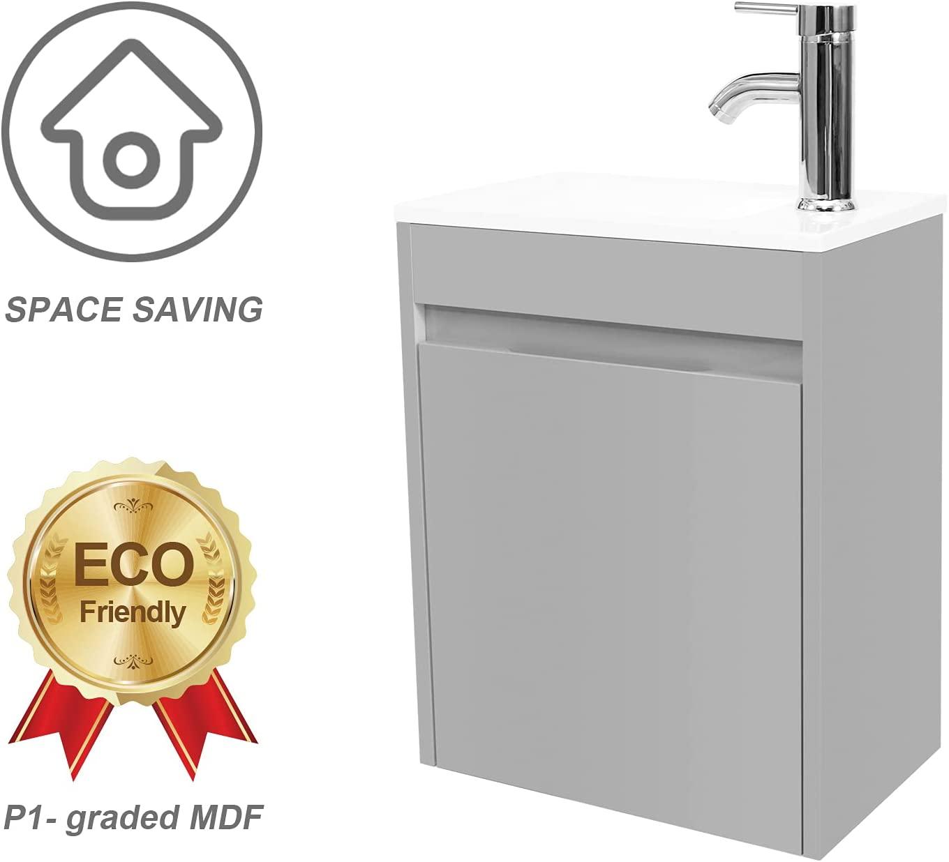 Rec 16’’ Wall Mounted Single Vanity Cabinet with Small Space Decor 浴室吊柜