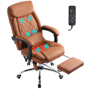 Eclife Massage Office Chair with Heated, Diamond-Stitched Cushion Leather Office Chair