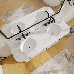 Opuluxe 60’’ Freestanding Double Vanity Cabinets with Curved Design 浴室柜