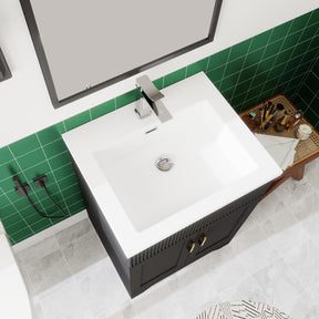 Waterfall 24’’ RTA Freestanding Vanity Cabinet Base with Vertical Striped Decor (Countertop & Sink Not Included) 浴室柜