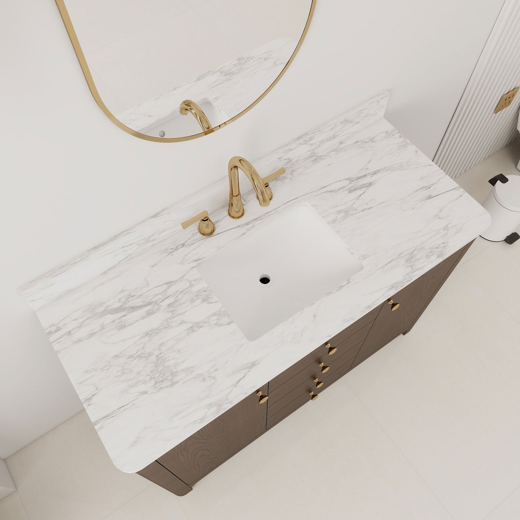 Canyon 48" Freestanding Single Vanity Cabinet with Curved Design