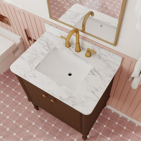 Verve 30" Freestanding Single Vanity – Bath Cabinet with Solid Wood, Artificial Stone Top (2 Doors, Assembled)