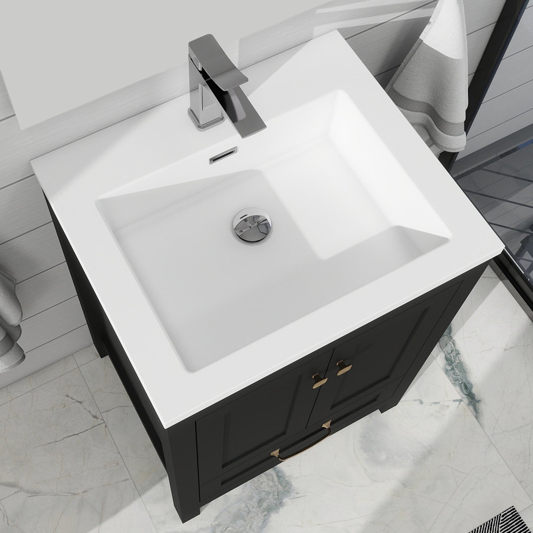 Modern 24’’ RTA Freestanding Vanity Cabinet Base with Larger Storage Room (Countertop & Sink Not Included) 浴室柜