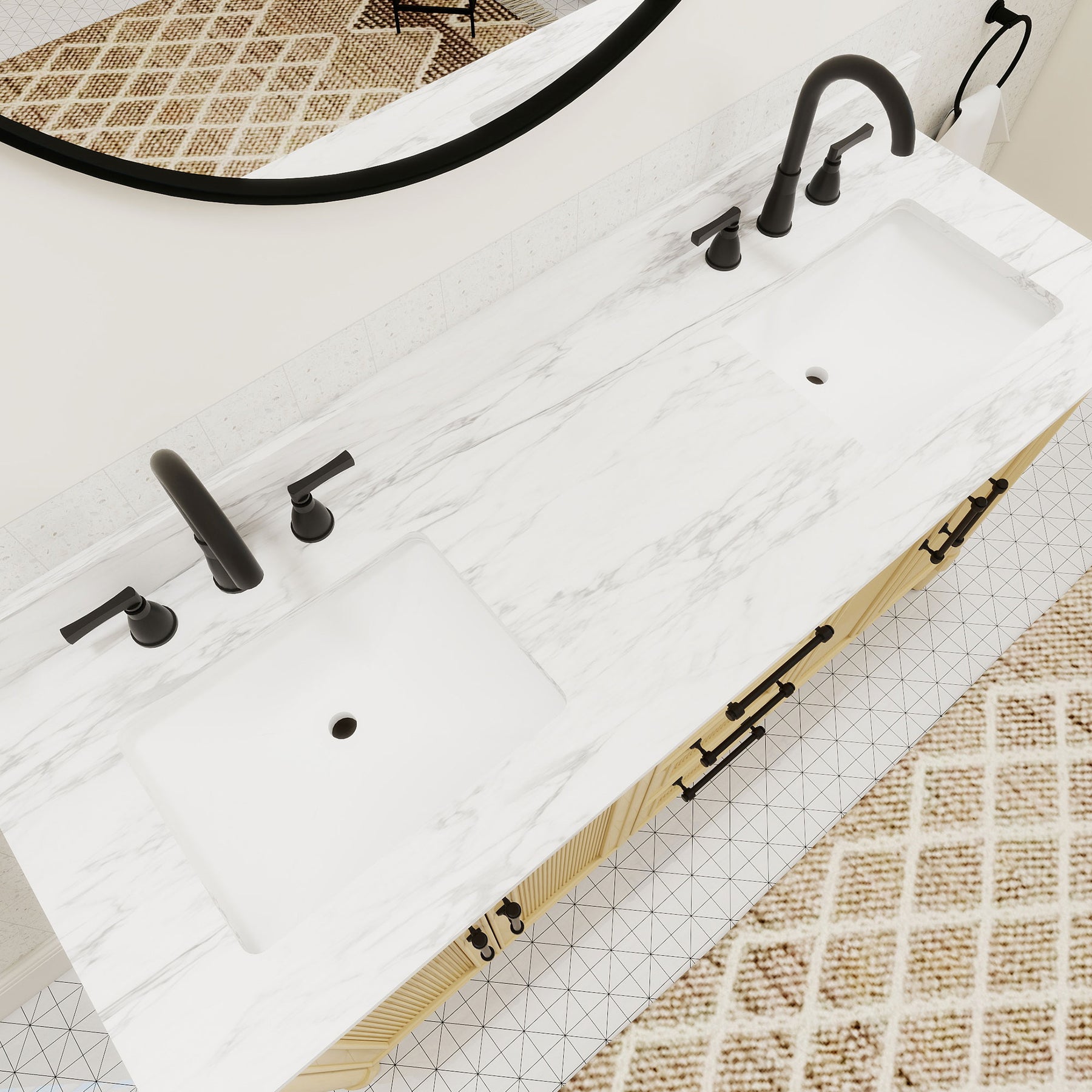 Vantara 60" Freestanding Double Vanity Cabinets with Fluted Texture