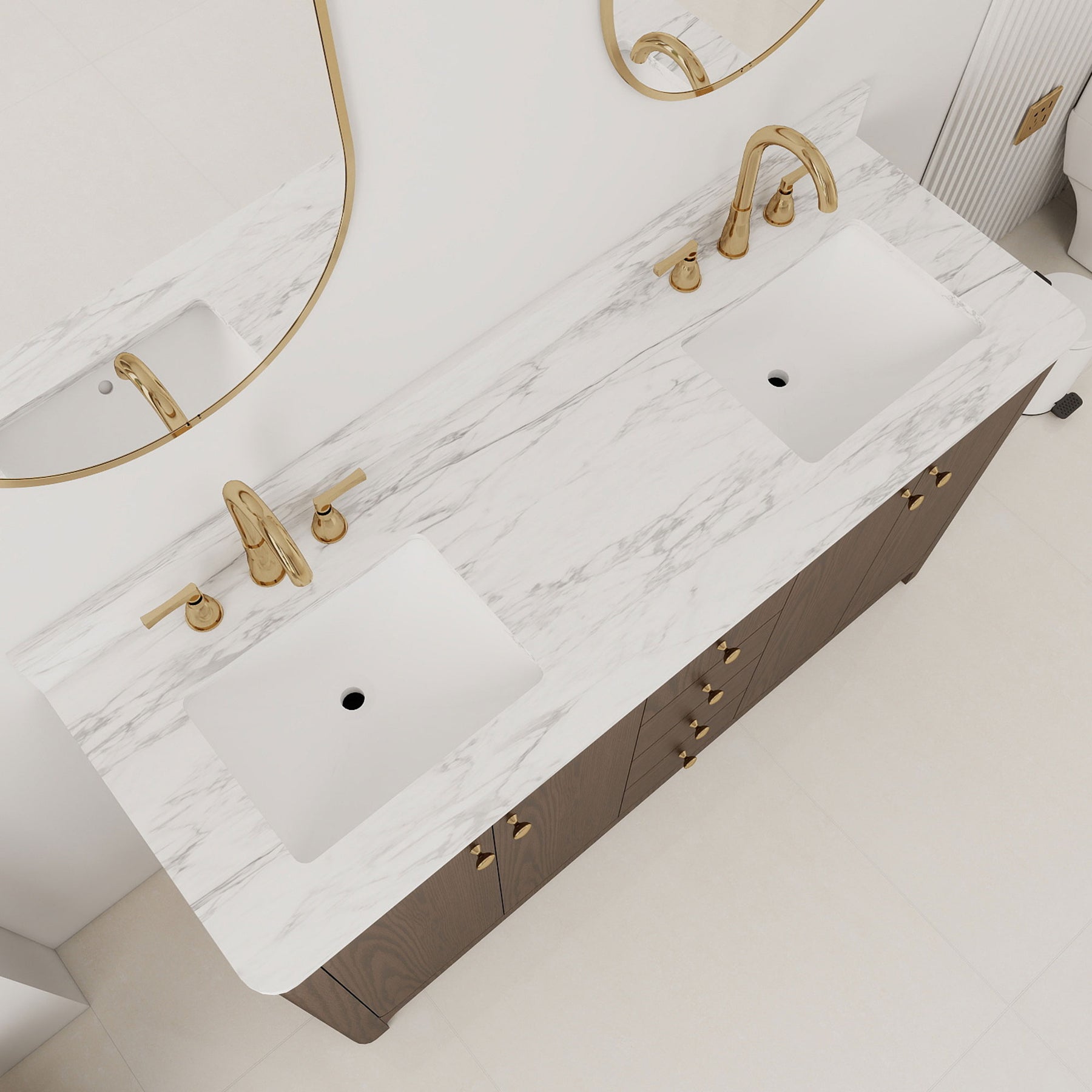 Canyon 60" Freestanding Double Vanity Cabinets with Curved Design