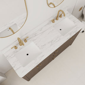 Canyon 60" Freestanding Double Vanity Cabinets with Curved Design