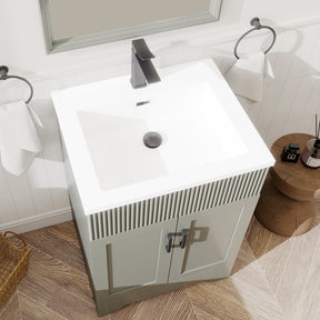 Waterfall 24’’ RTA Freestanding Vanity Cabinet Base with Vertical Striped Decor (Countertop & Sink Not Included) 浴室柜