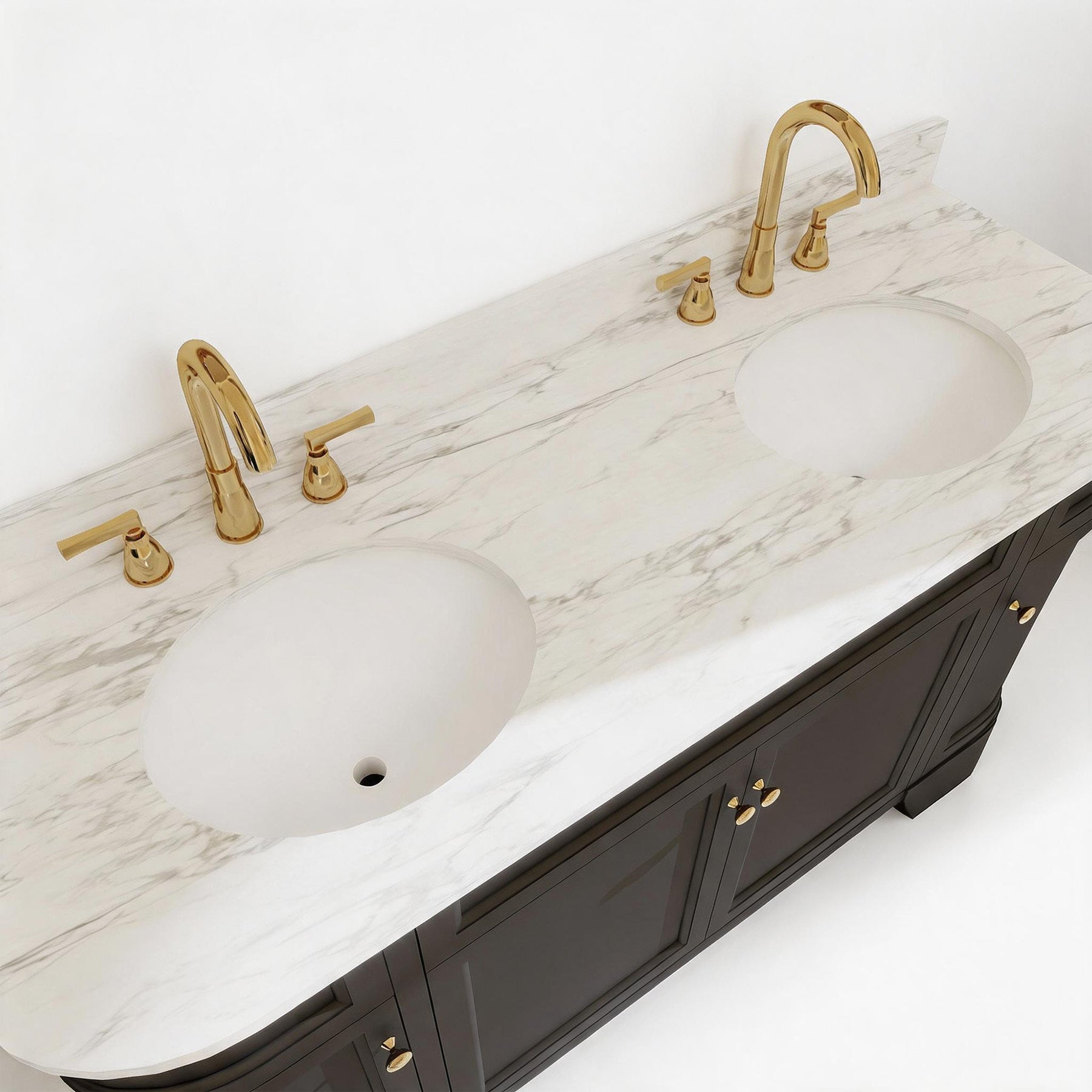 Opuluxe 60" Freestanding Double Vanity Cabinets with Curved Design