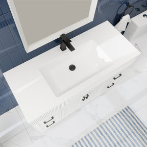 Waterfall 48’’ RTA Freestanding Vanity Cabinet Base with Vertical Striped Decor (Countertop & Sink Not Included) 浴室柜