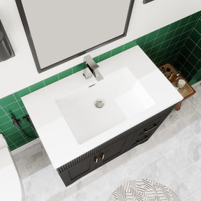 Waterfall 36’’ RTA Freestanding Vanity Cabinet Base with Vertical Striped Decor (Countertop & Sink Not Included) 浴室柜