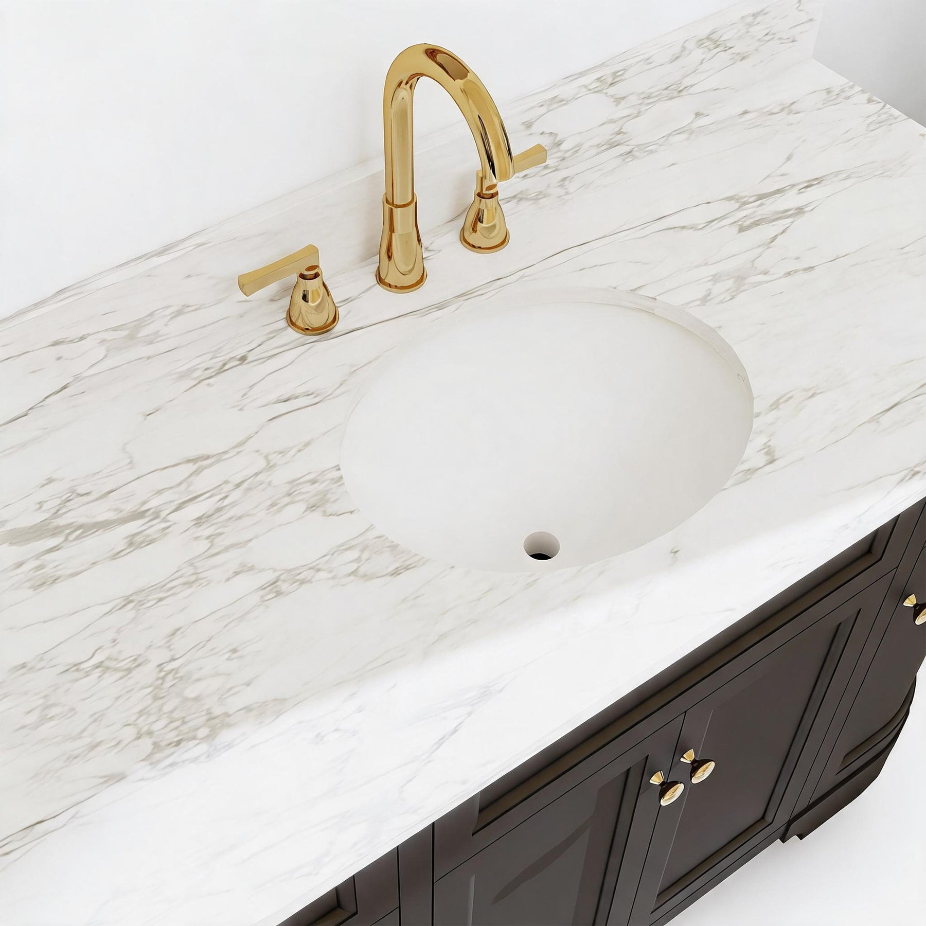 Opuluxe 48" Freestanding Single Vanity Cabinets with Curved Design