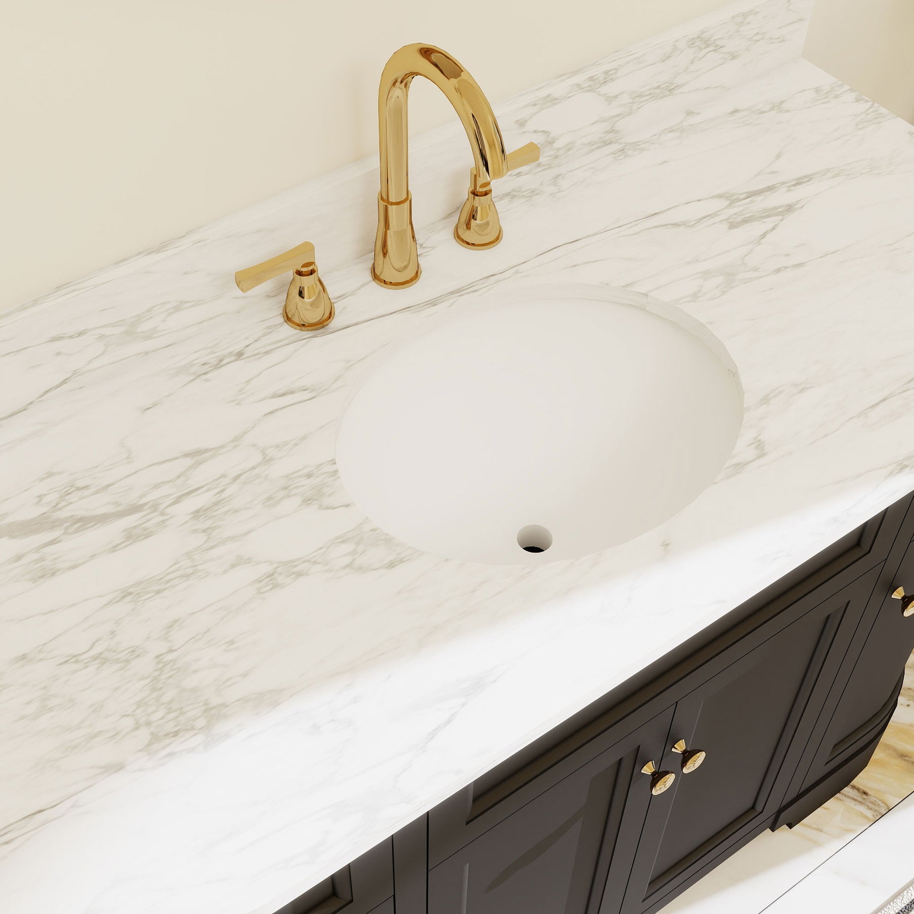 Opuluxe 48" Freestanding Single Vanity Cabinets with Curved Design