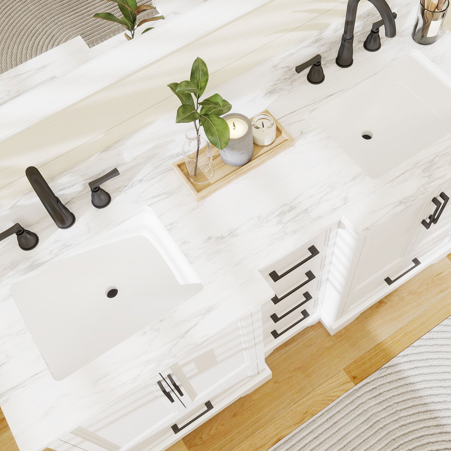 Nobilis 60" Freestanding Double Vanity Cabinets with Symmetrical Layout