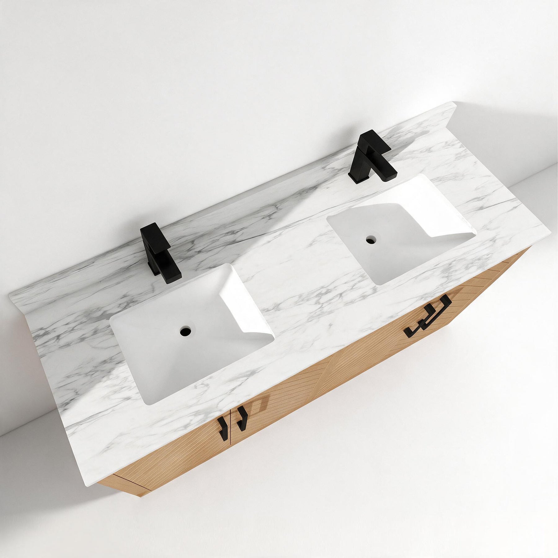 Zoom 60" Freestanding Double Vanity Cabinets with Chevron Pattern