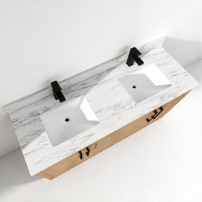 Zoom 60" Freestanding Double Vanity Cabinets with Chevron Pattern