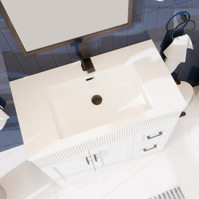 Waterfall 36’’ RTA Freestanding Vanity Cabinet Base with Vertical Striped Decor (Countertop & Sink Not Included) 浴室柜