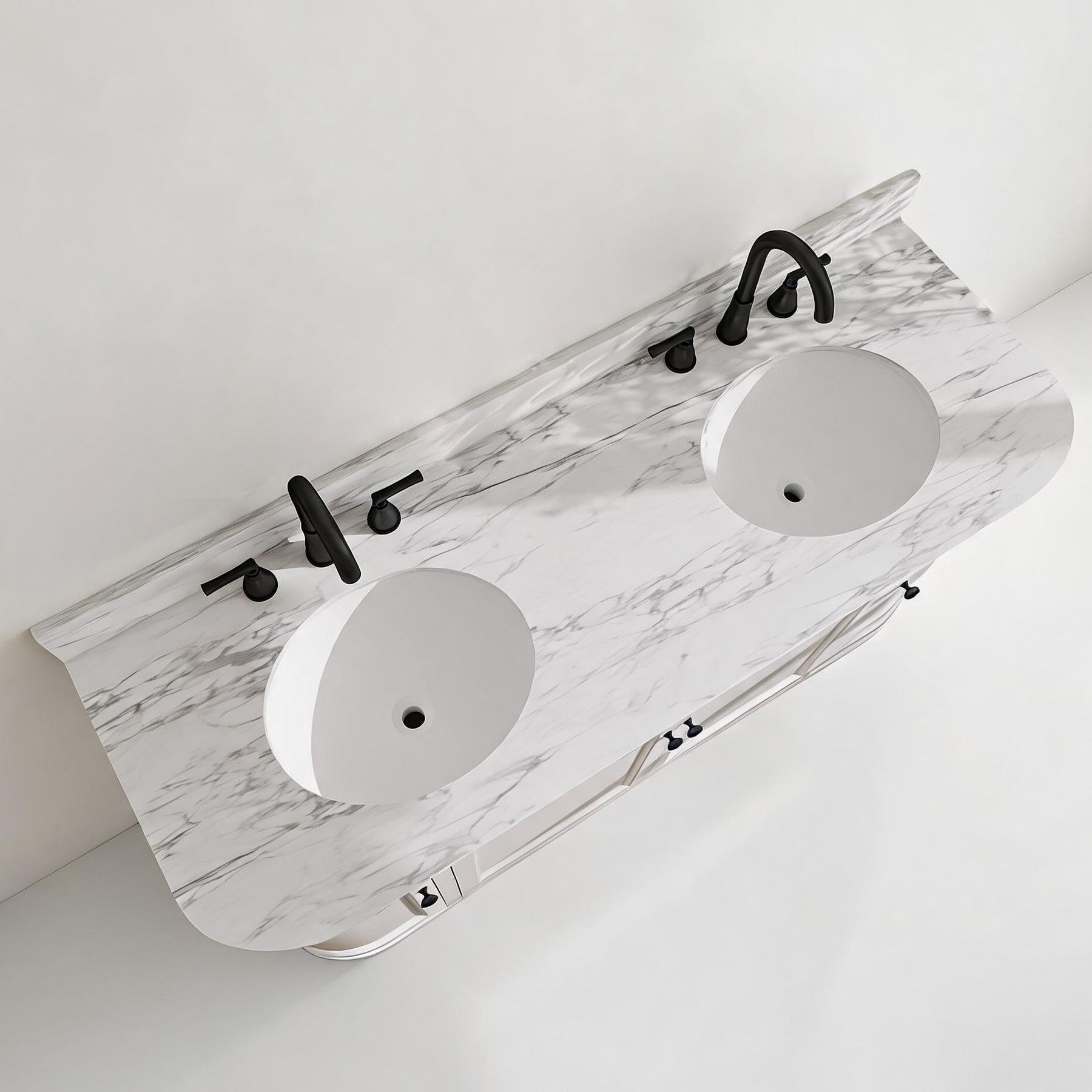 Opuluxe 60" Freestanding Double Vanity Cabinets with Curved Design