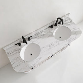 Opuluxe 60" Freestanding Double Vanity Cabinets with Curved Design