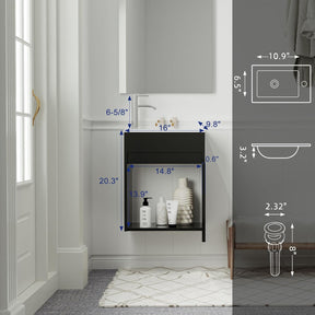 Rec 16" Wall Mounted Bathroom Vanity Combo with Single Undermount Sink