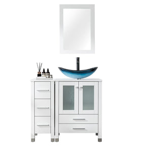 Classic 36" White Freestanding Bathroom Vanity Combo with Single Sink & Mirror